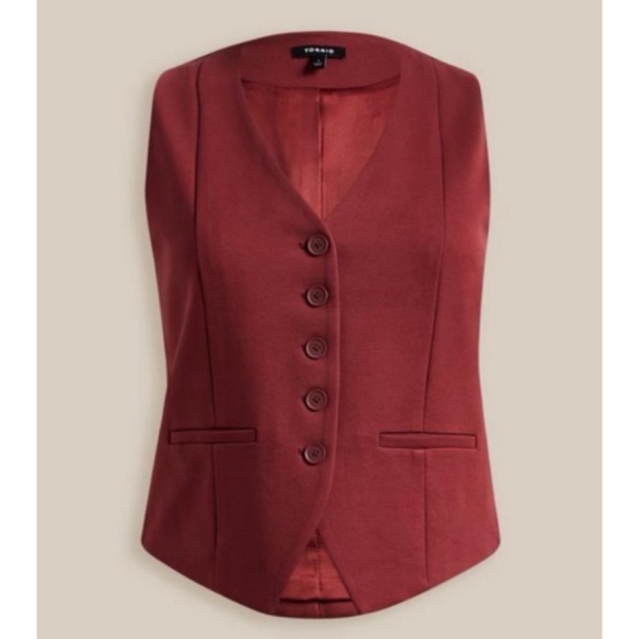 🆕 Studio Luxe Ponte Vest NWOT Torrid New Maroon 0 L 12 - Picture 5 of 6